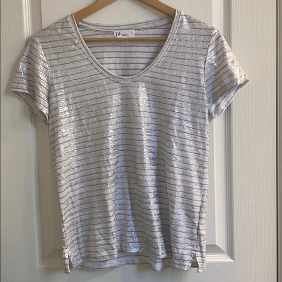 Gap Silvered Striped T-Shirt - Picture 1 of 4